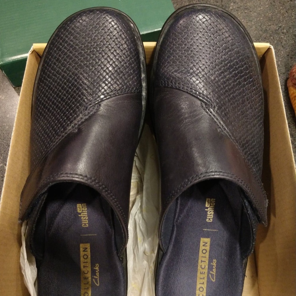 Clarks Navy blue Slides Mule 7.5 New